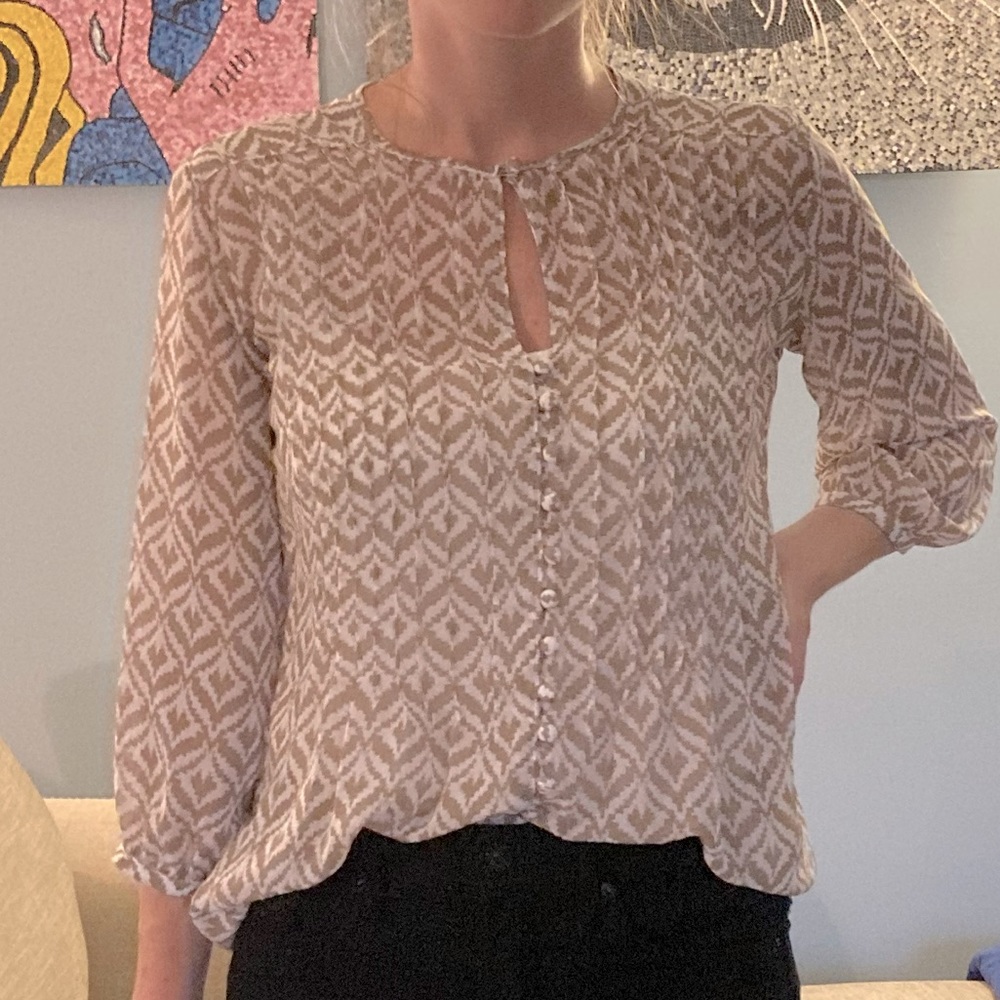 NY&Co blouse sheer geometric print